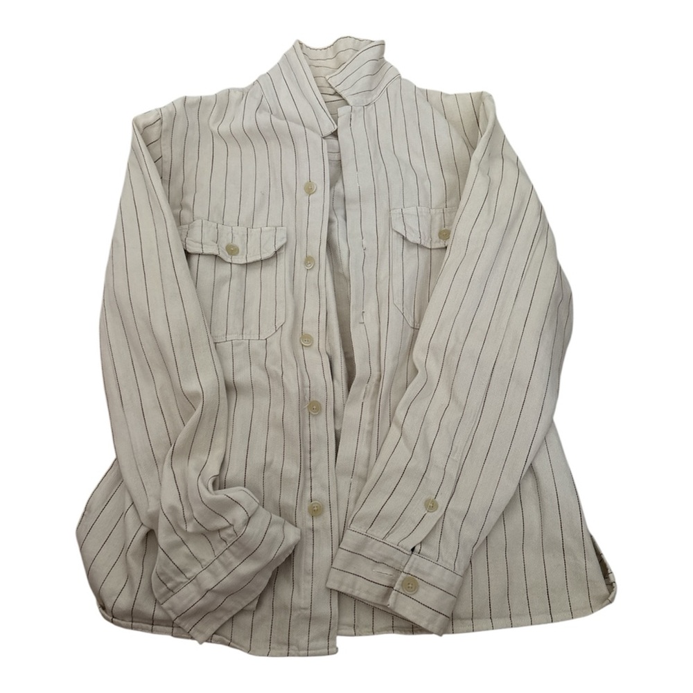 Zara Striped Cream Button-Up Shirt Shacket